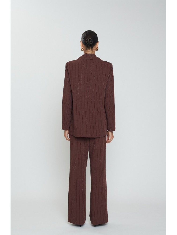 MIX AND MATCH Franka Pants Bordeaux Μπορντώ Παντελόνι με Στρας